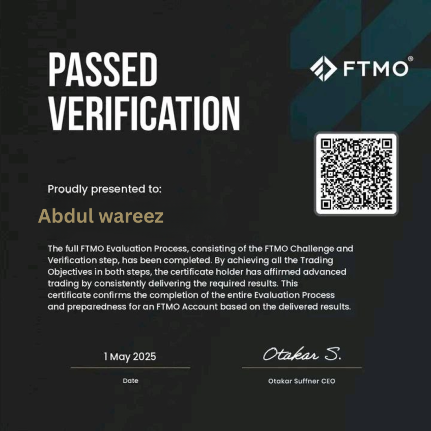 FTMO verification certificate for Abdul Wareez